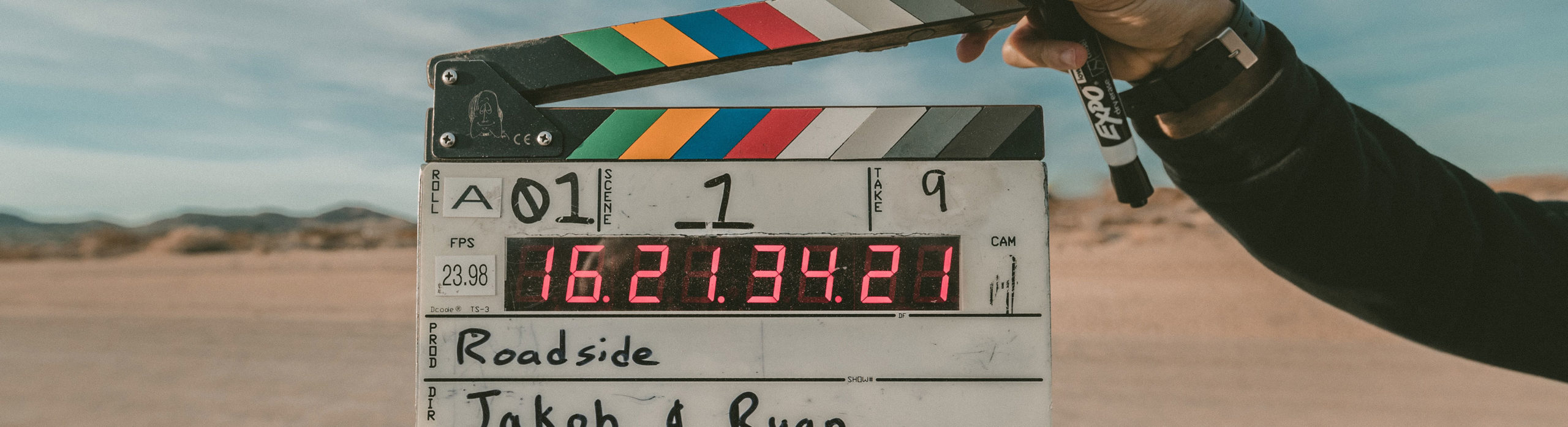 Film Clapper in Desert Shoot